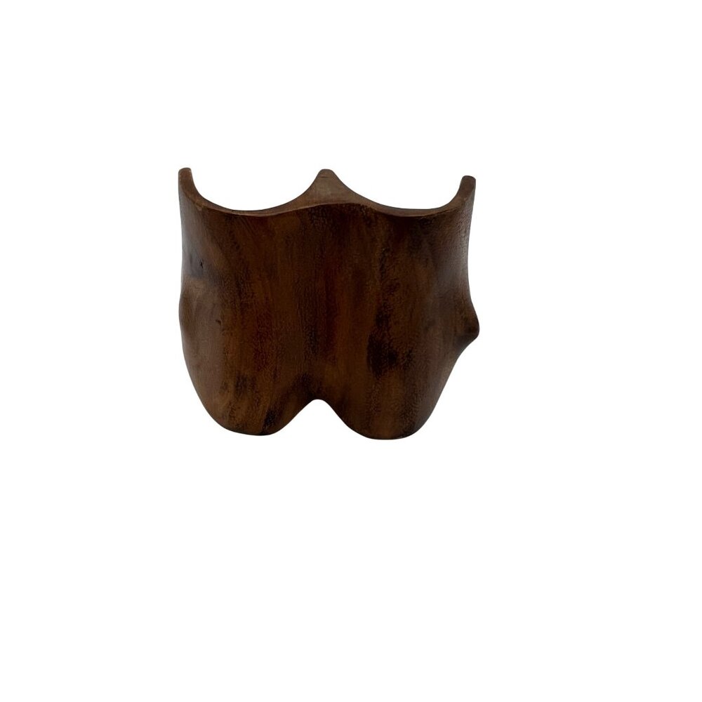 Vintage Hand-Carved Wood Double Foot Ashtray Catchall Monkey Pod Style MCM 1960s - Picture 3 of 6